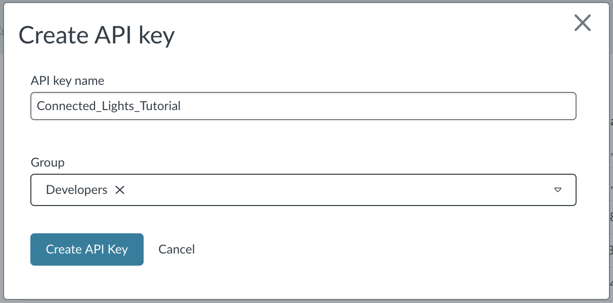 Creating a new application key in Device Management